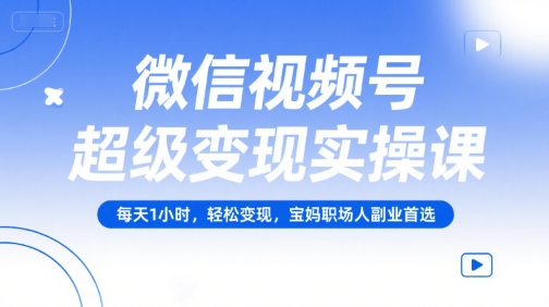 微信视频号超级变现实操课，每天1小时，轻松变现，宝妈职场人副业首选-路子网