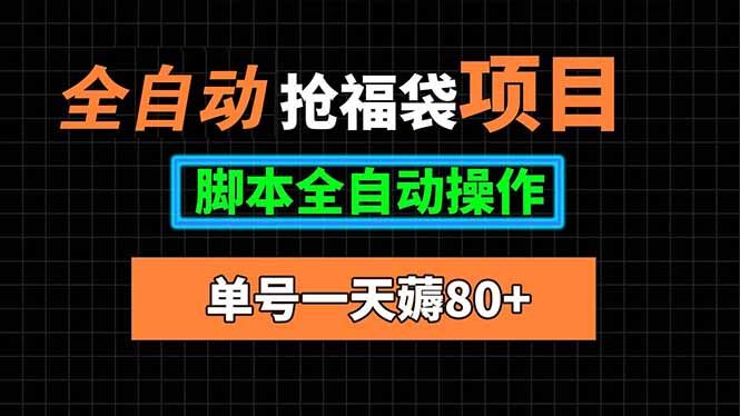 全自动抢福袋项目，单号一天80+脚本全自动操作-路子网