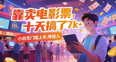 靠卖电影票，十天搞了7k+，小白无门槛上手，零投入【揭秘】-路子网