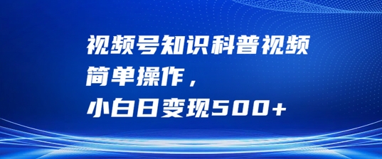视频号知识科普视频，简单操作，小白日变现500+【揭秘】-路子网