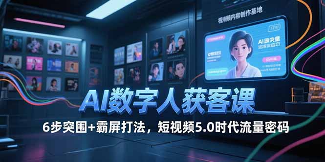 AI数字人获客课，6步突围+霸屏打法，短视频5.0时代流量密码-路子网