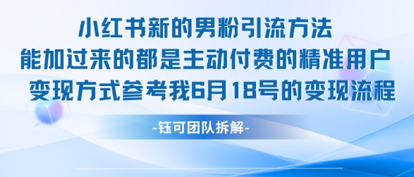 小红书全新男粉引流实操方法，日引流100多精准男粉-路子网