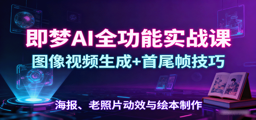 即梦AI全功能实战课：图像视频生成+首尾帧技巧，海报、老照片动效与绘本制作-路子网