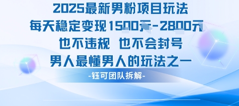 2025最新男粉项目玩法每天变现1k+也不违规也不会封号男人最懂男人的玩法-路子网