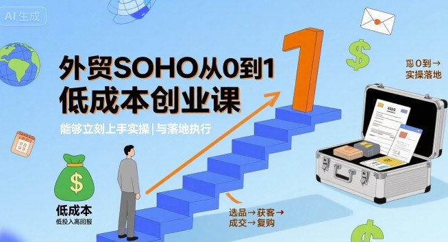 外贸SOHO从0到1低成本创业课，能够立刻上手实操与落地执行-路子网