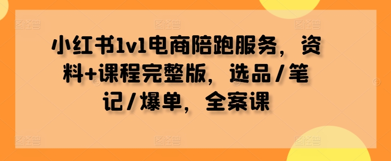 小红书1v1电商陪跑服务，资料+课程完整版，选品/笔记/爆单，全案课-路子网