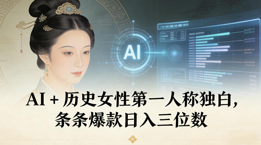 AI+历史女性第一人称独白，条条爆款日入三位数-路子网