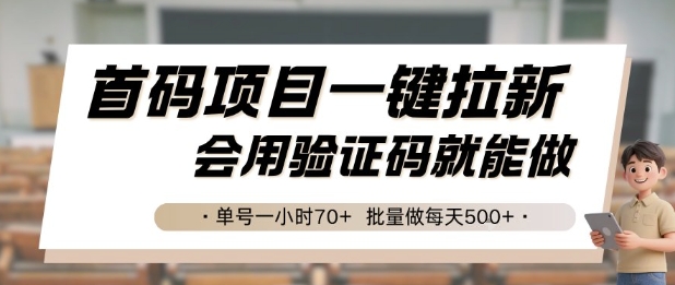 首码项目一键拉新，会用验证码就能做 单号一小时70+，批量做每天5张【揭秘】-路子网