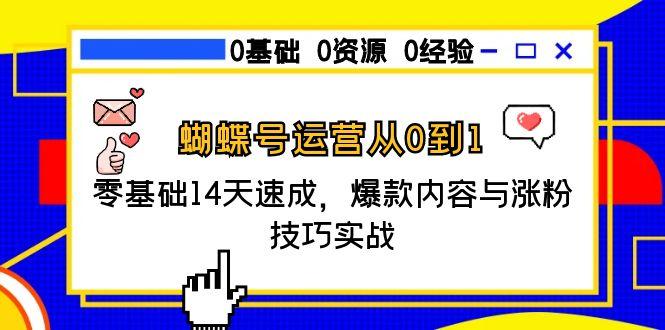 蝴蝶号运营从0到1，零基础14天速成，爆款内容与涨粉技巧实战-路子网