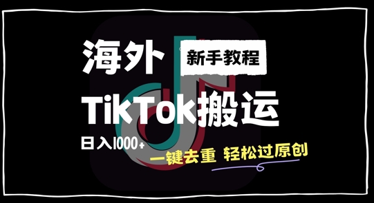 2024最新海外TikTok搬运玩法，一键去重轻松过原创，新手无经验也能日入1k【揭秘】-路子网