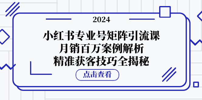 小红书专业号矩阵引流课，月销百万案例解析，精准获客技巧全揭秘-路子网
