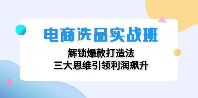 电商选品实战班：解锁爆款打造法，三大思维引领利润飙升-路子网