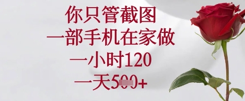 你只管截图，一部手机在家可以做，一小时120.一天5张+【揭秘】-路子网