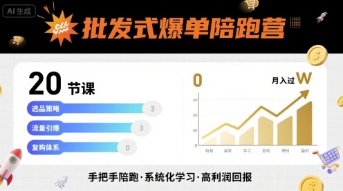 批发式爆单陪跑营，20节课带你实现批发式爆单，带你经松月入过W-路子网