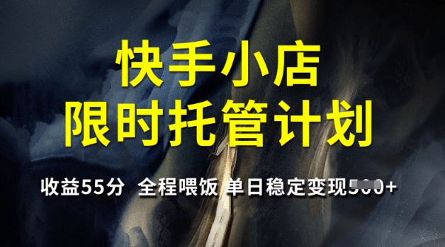 快手小店限时托管计划，收益55分，全程喂饭，单日稳定变现5张【揭秘】-路子网
