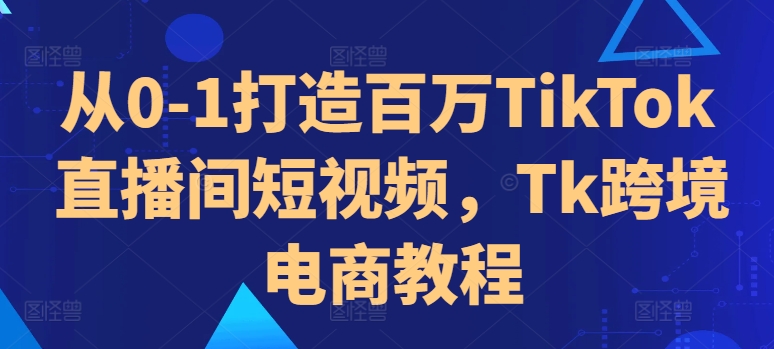 从0-1打造百万TikTok直播间短视频，Tk跨境电商教程-路子网