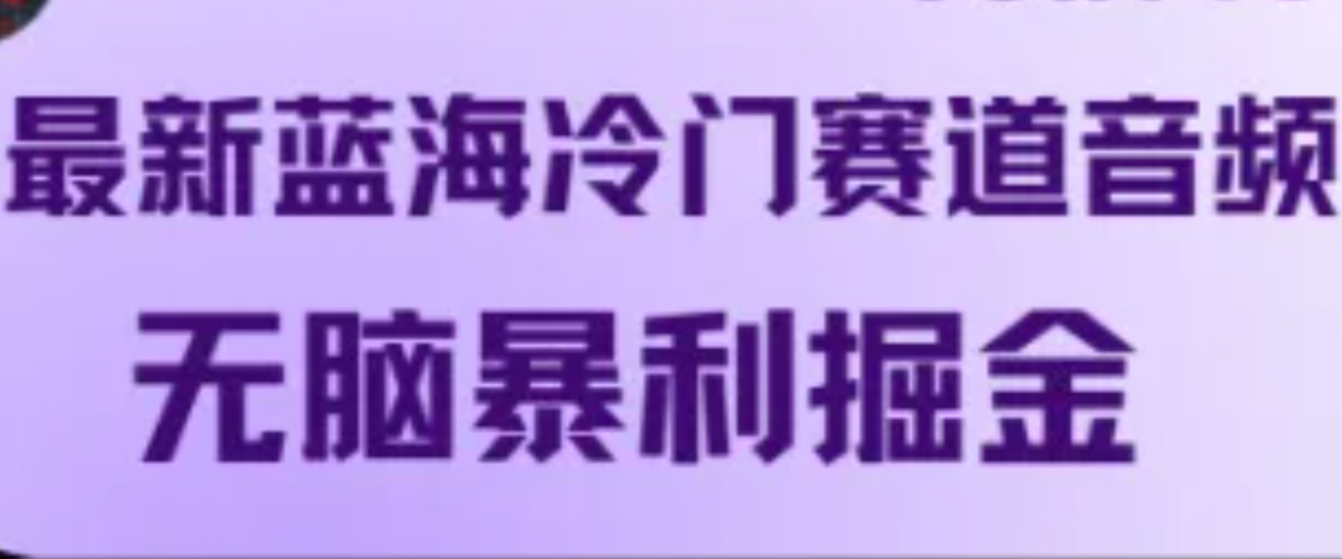 最新蓝海冷门赛道音频，无脑暴利掘金-路子网