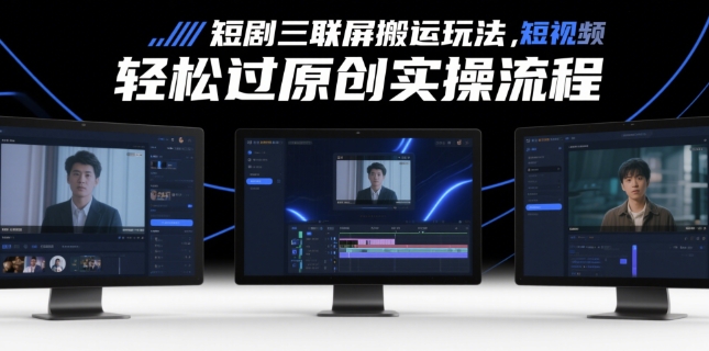 短剧三联屏搬运玩法，短剧搬运轻松过原创实操流程-路子网