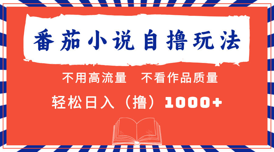 番茄小说最新自撸 不看流量 不看质量 轻松日入1000+-路子网