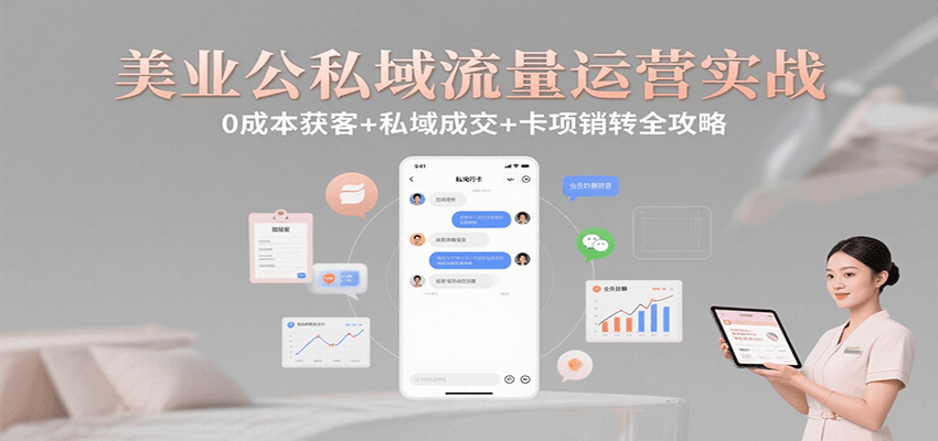 美业公私域流量运营实战：0成本获客+私域成交+卡项销转全攻略-路子网