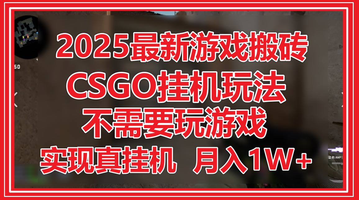 2025最新游戏搬砖，CSGO挂机，不需要玩游戏，实现真挂机，月入1W+-路子网