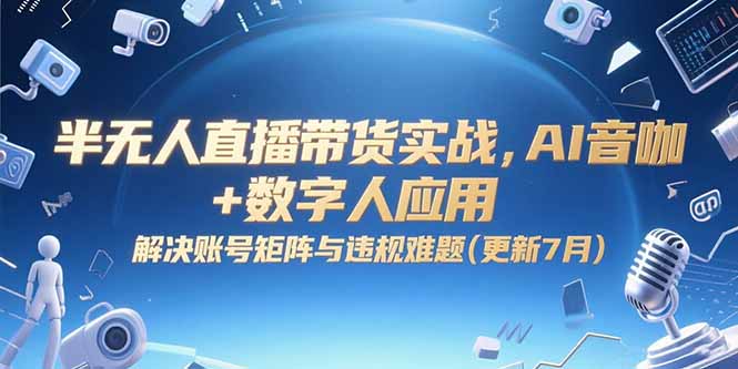 半无人直播带货实战，AI音咖+数字人应用 解决账号矩阵与违规难题(更新7月-路子网
