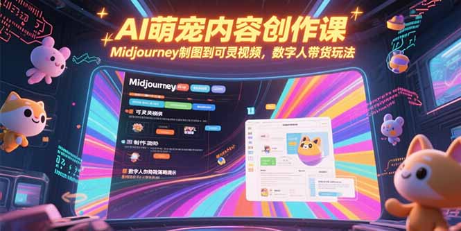 AI萌宠内容创作课，Midjourney制图到可灵视频，数字人带货玩法-路子网