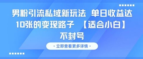 男粉引流私域新玩法，单日收益达10张的变现路子 【适合小白】不封号-路子网