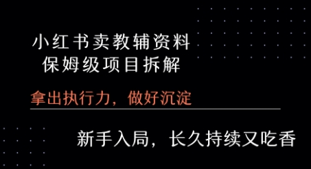 小红书卖小学教辅资料  保姆级项目拆解  1次课程彻底讲清楚!-路子网