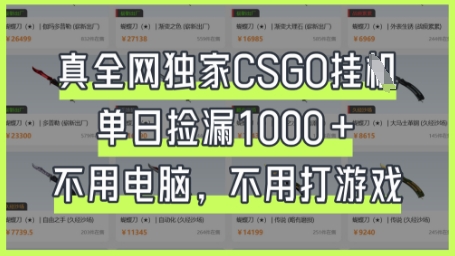 真全网独家CSGO挂G，单日捡漏1k+【揭秘】-路子网