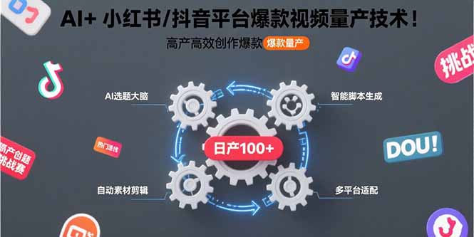 AI+小红书/抖音平台爆款视频量产技术：高产高效创作爆款视频！-路子网
