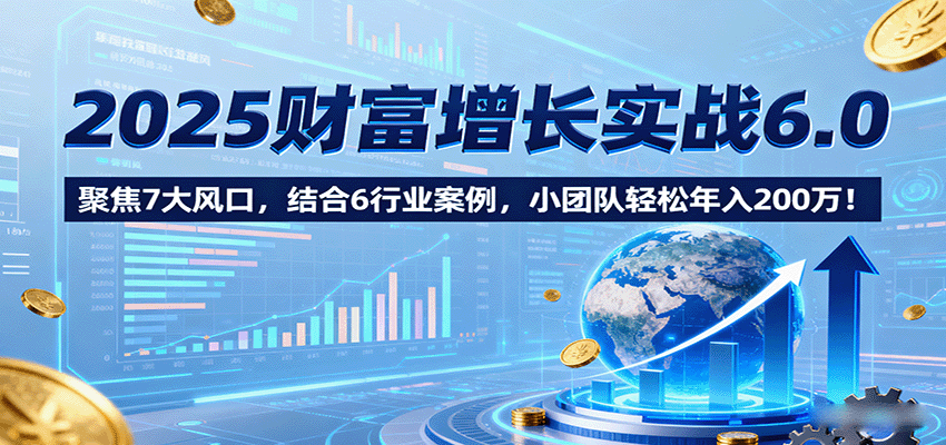 2025财富增长实战6.0，聚焦7大风口，结合6行业案例，小团队轻松年入200万！-路子网