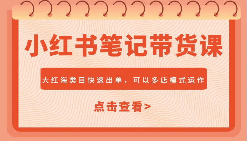 小红书笔记带货课，大红海类目快速出单，市场大，可以多店模式运作(更新)-路子网