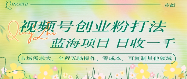 视频号创业粉打法，日入1k，蓝海项目，市场需求大，全程无脑操作，可复制-路子网