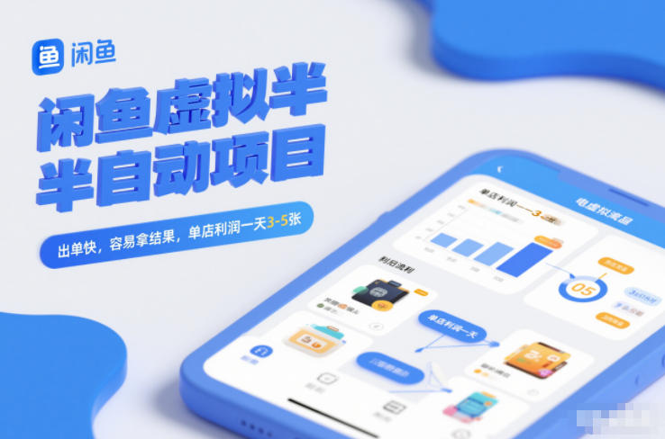 闲鱼虚拟半自动项目，出单快，容易拿结果，单店利润一天3-5张-路子网