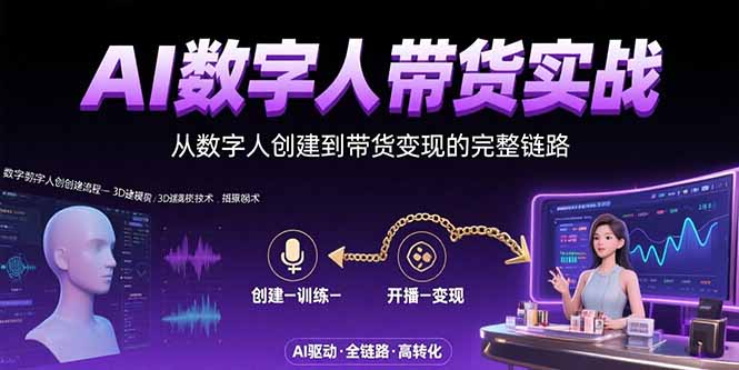 AI数字人+带货实战：从数字人创建到带货变现的完整链路-路子网