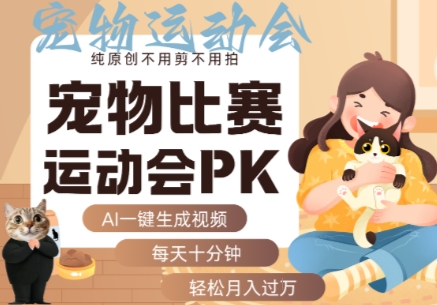 AI一键生成宠物比赛运动会PK视频，纯原创不用剪不用拍，每天十分钟，轻松月入过1W+-路子网