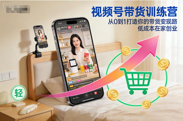 视频号带货训练营，从0到1打造你的带货变现路，低成本在家创业-路子网