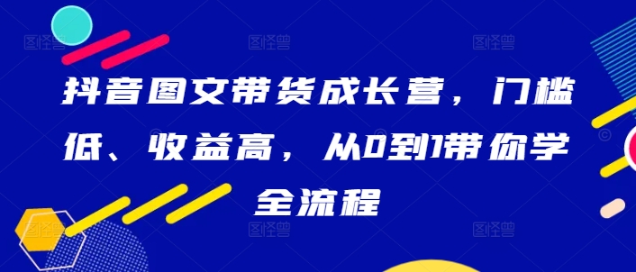 抖音图文带货成长营，门槛低、收益高，从0到1带你学全流程-路子网