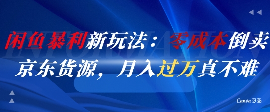 闲鱼暴利新玩法：零成本倒卖京东货源，月入过1W真不难-路子网