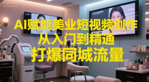 AI赋能美业短视频创作，从入门到精通，打爆同城流量，超级AI工具短视频实操落地-路子网