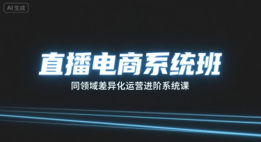 直播电商系统班，同领域差异化运营进阶系统课-路子网