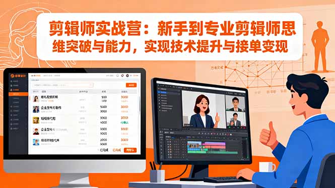 剪辑师实战营：新手到专业剪辑师思维突破与能力，实现技术提升与接单变现-路子网