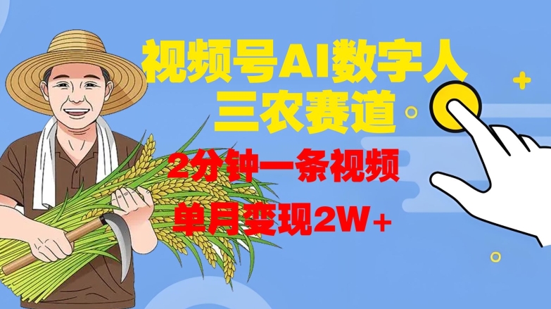 视频号AI数字人玩转三农赛道，2分钟一条视频，单月变现2W+-路子网
