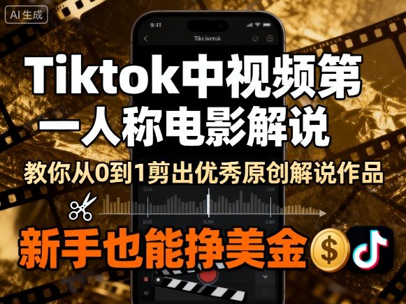 Tiktok中视频第一人称电影解说，教你从0到1剪出一个优秀的原创解说作品，新手也能挣美金-路子网