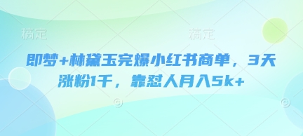 即梦+林黛玉完爆小红书商单，3天涨粉1千，靠怼人月入5k+-路子网