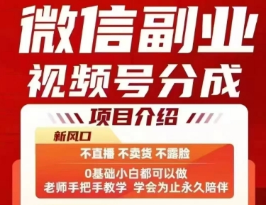 微信副业视频号分成，不直播 不卖货 不露脸，三五分钟即可完成一条作，每日收益几十、几张不等-路子网