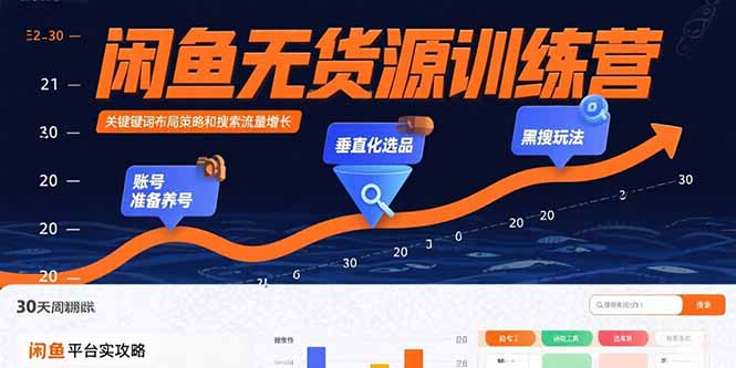 闲鱼无货源训练营：账号准备养号/垂直化选品/黑搜玩法，0基础30天盈利指南-路子网
