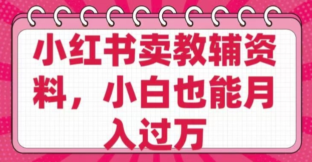 小红书卖教辅资料，0 成本，纯利润，售后成本极低，小白也能月入过W-路子网