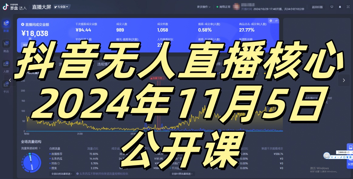 抖音无人直播核心公开课，咸鱼翻身小白可做带有睡后收入月入过万太简单【揭秘】-路子网